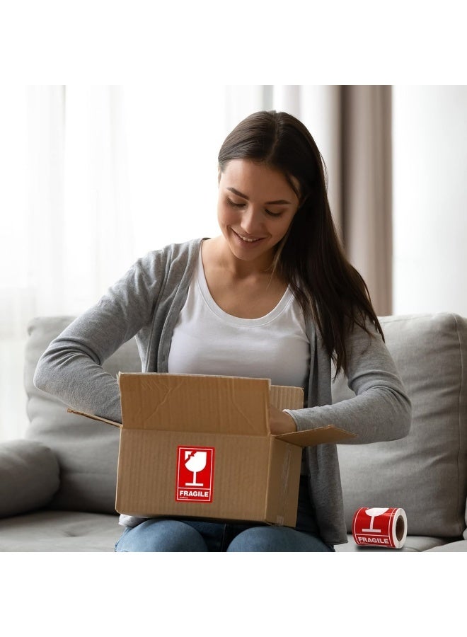 3 x 2 Inch – 100 Fragile Glass Stickers for Shipping – Easy Tear, Permanent Adhesive, Handle with Care Stickers for Shipping Box, Carton, Parcel, Package, Pallet & More - Image 5