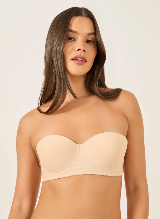 Take Two Take Two Solid Strapless Padded Wired Bandeau Bra