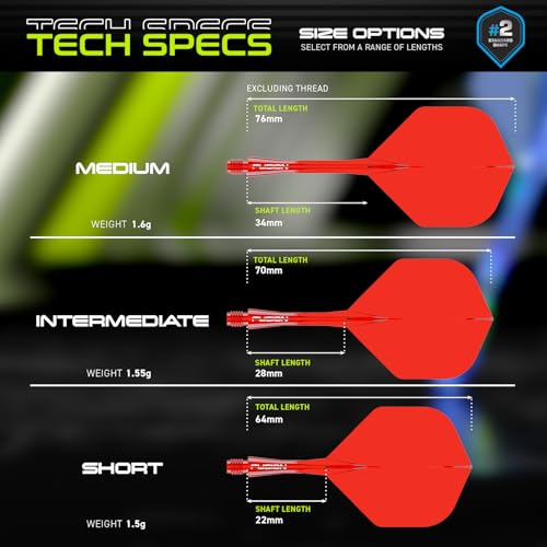 Winmau Darts Fusion Integrated Flight & Shaft System - No.2 Shape & Design - Red Colour, Medium Length - Image 2