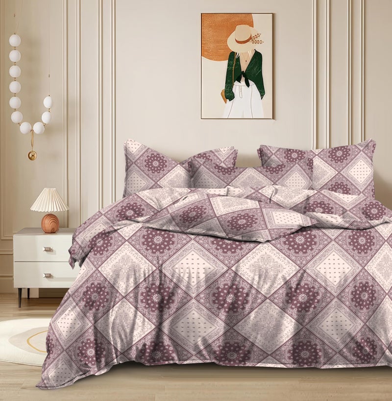 Fablicious 300TC Super Soft Glace Cotton AC Comforter Set Double Bed King Size with 1 Bedsheet and 2 Pillow Covers - 90x100 Inch - Image 1