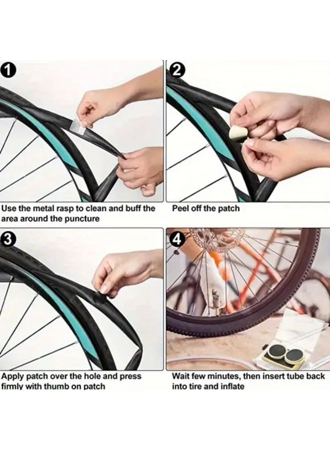 Black Bicycle Tire Patch Repair Kit 7pcs Quick Adhesive Inner Tube Wheel Maintenance Tool - Image 3