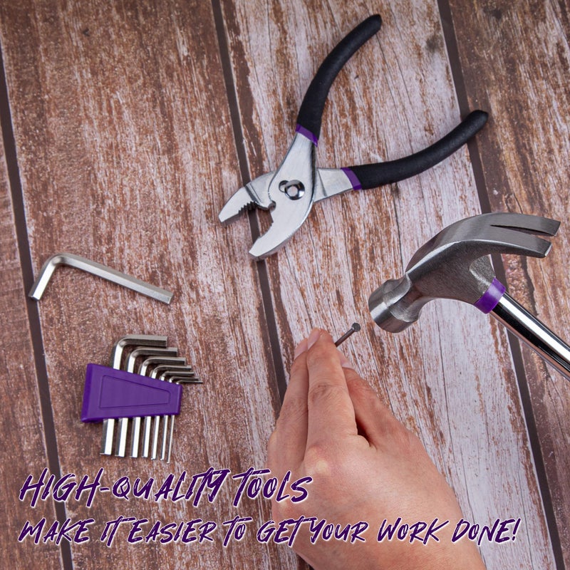 CARTMAN 39-Piece Home Tool Set Kit, Essential Household Hand Tools with Plastic Storage Case, Purple - Image 4