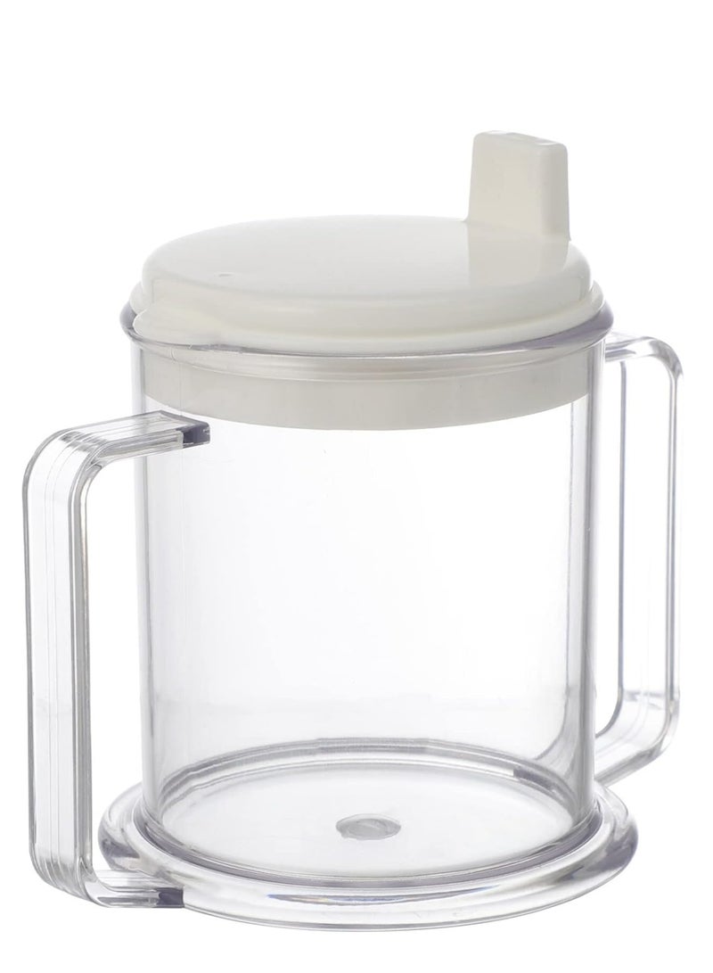 Oasisgalore Clear Plastic Water Cup with Double Handles - Anti-Spill Cup for Toddlers, Suitable for Milk, Coffee.  - Image 1