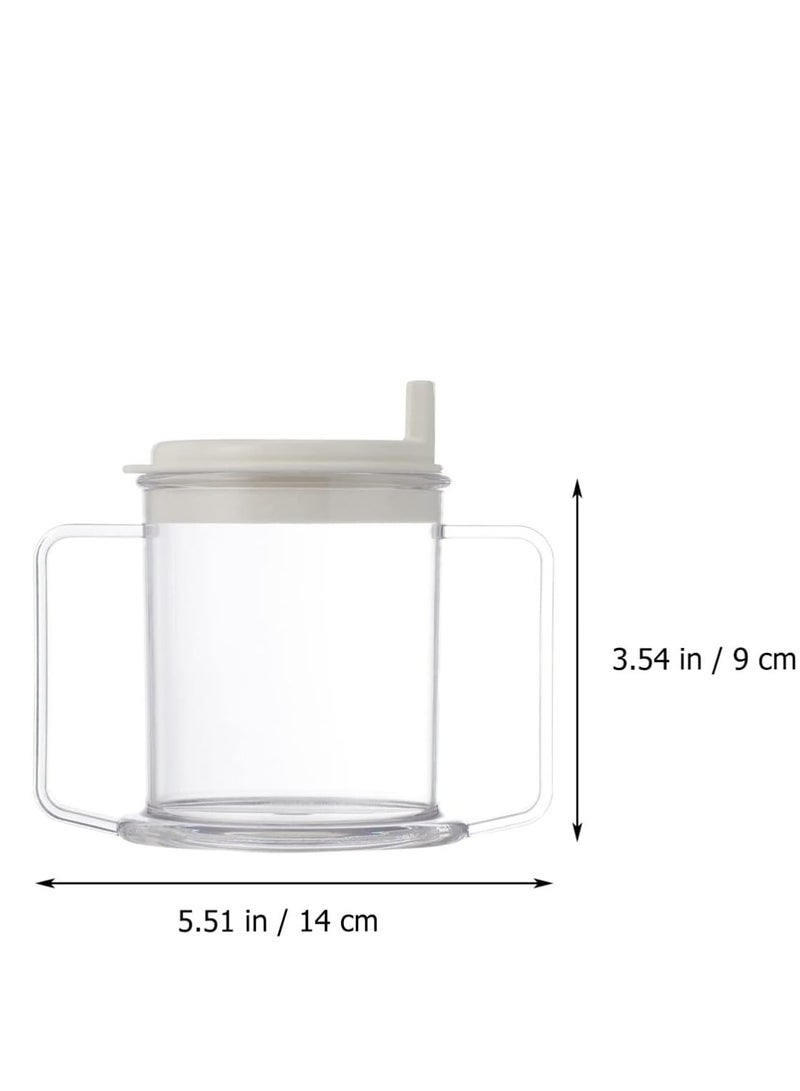 Oasisgalore Clear Plastic Water Cup with Double Handles - Anti-Spill Cup for Toddlers, Suitable for Milk, Coffee.  - Image 2