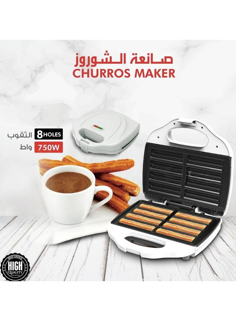 صانع التشورو مع 8 فتحات، صانع التشورو الكهربائي غير القابل للالتصاق بقدرة 750 وات للإفطار والوجبات الخفيفة والطعام المدرسي - آلة تشورو سهلة الاستخدام ونظيفة للحصول على تشورو مثالي محلي الصنع  - Image 4