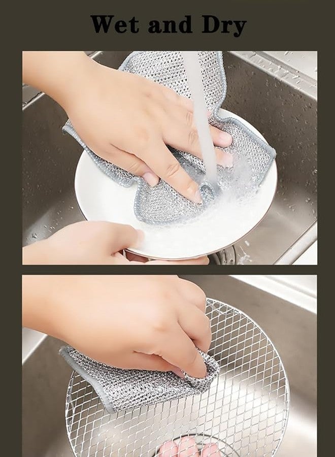 NAREVAL Non Scratch Stainless Steel Scrubber for Utensils-Multipurpose Wire Dishwashing Rag Cloth for Kitchen Use and Cleaning Non Stick Pans Ceramic Crockeries Fruits Vegetables (Pack of 5) - Image 4