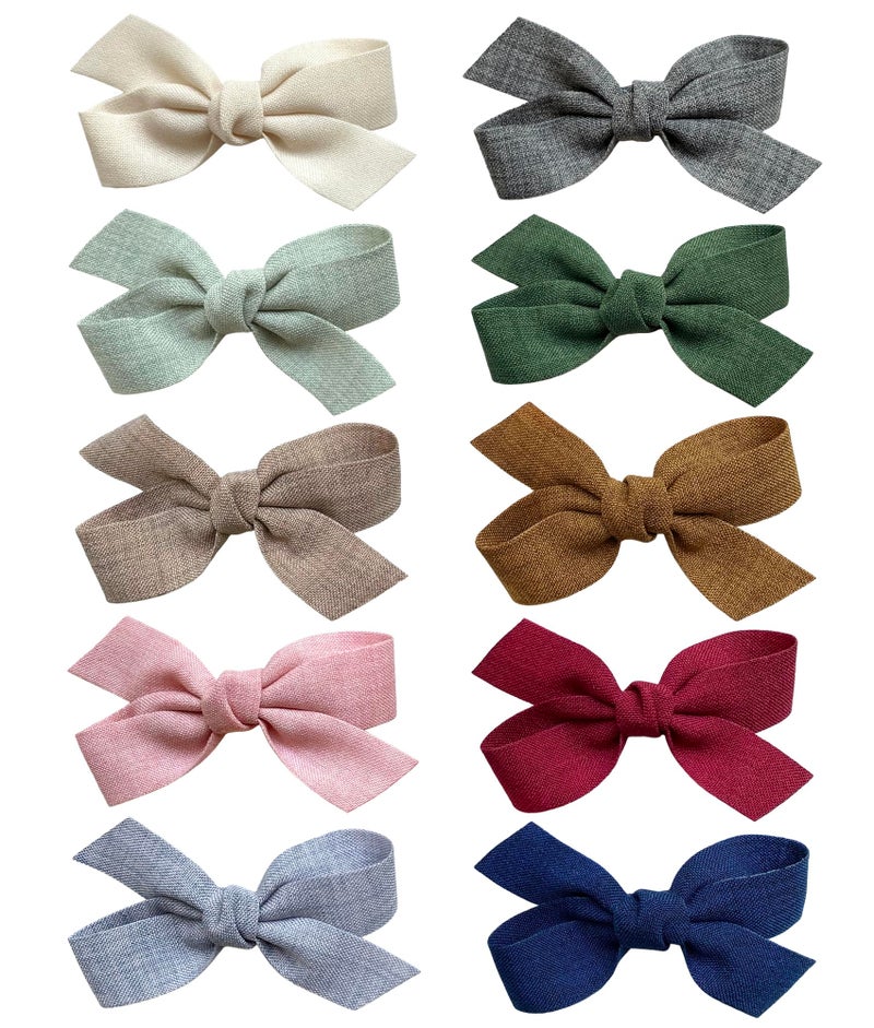 Baby Girls Hair Bows Clips 10pcs Boutiques Barrettes Fully Lined Alligator Clips Hair Accessories for Infants Toddlers Fine Hair by Cherssy