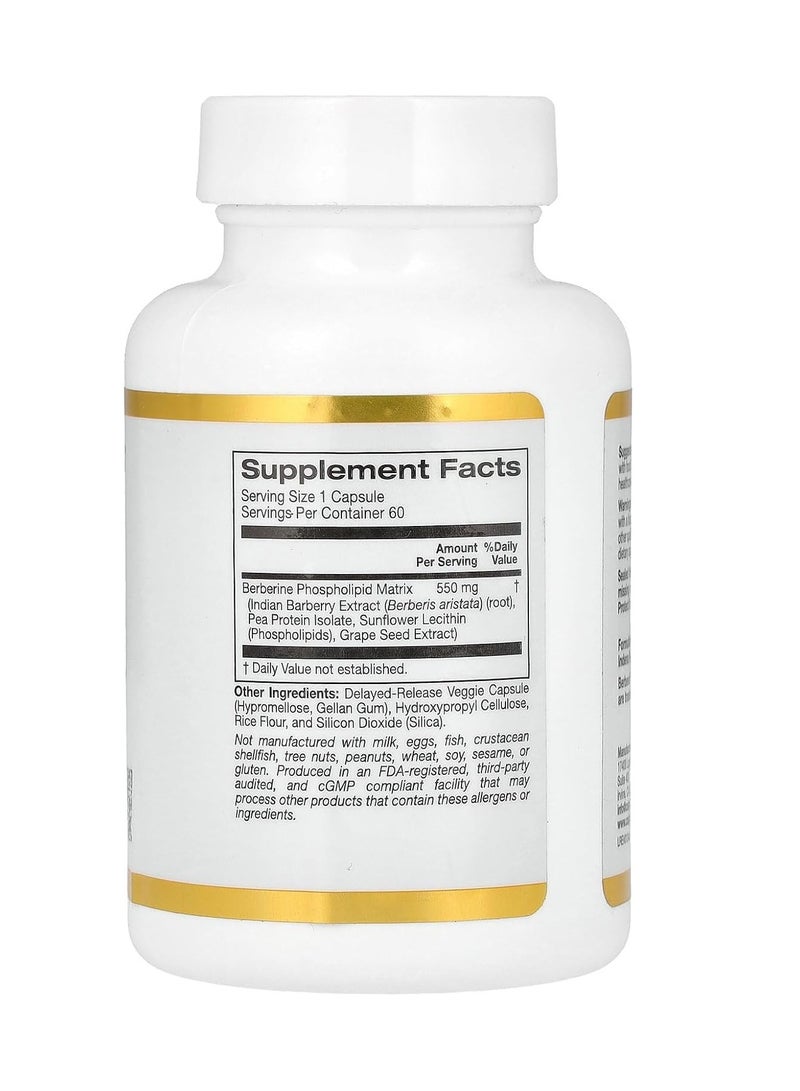 California Gold Nutrition, Berberine Advanced,550 mg Berbevis-60 Veggie Capsules - Image 2