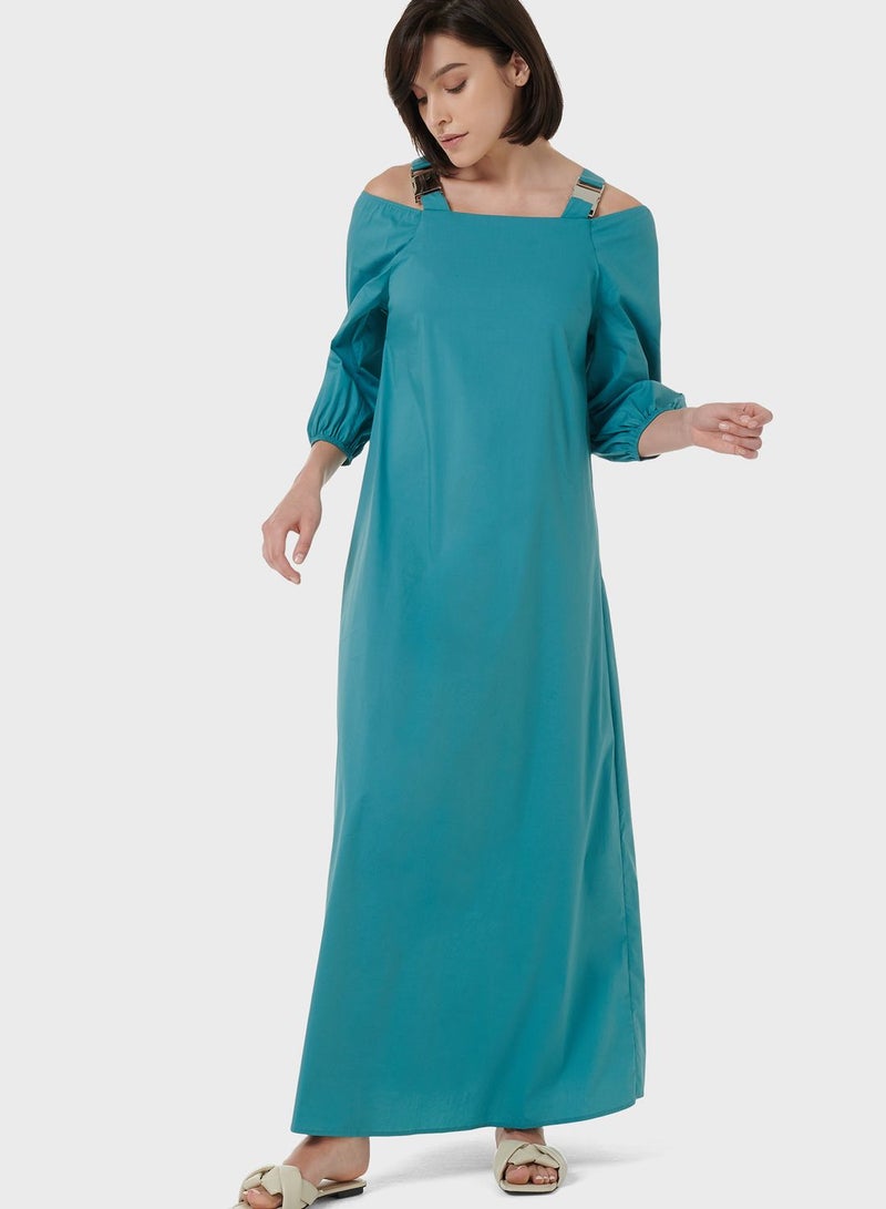 leem Buckle Strap Off-Shoulder Dress - Image 4