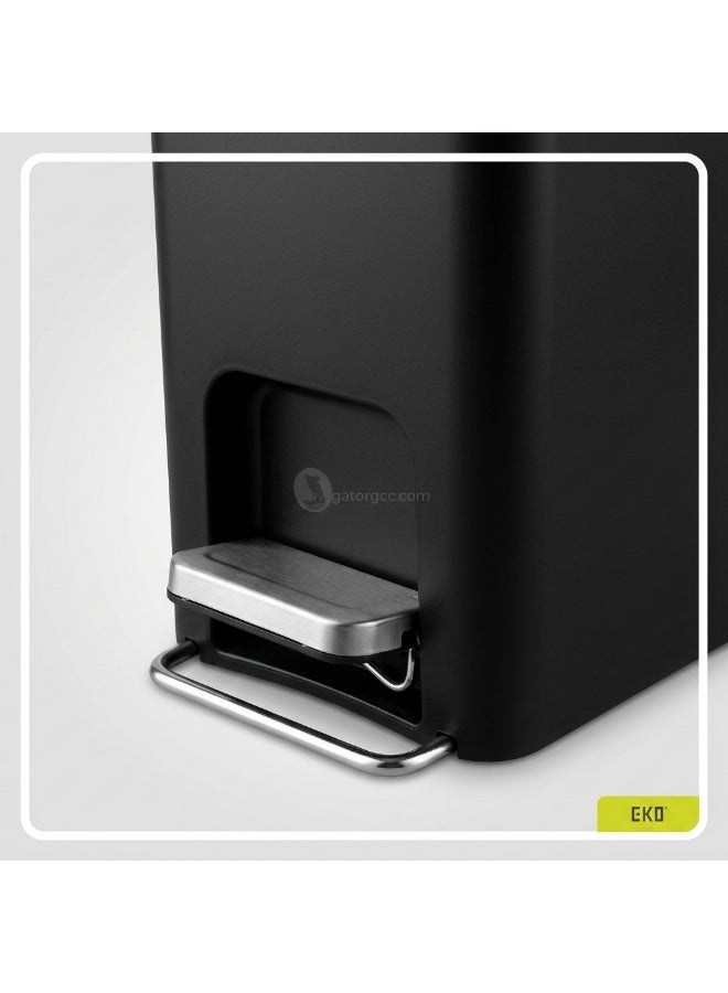 EKO Hana Slim Step Bin | Hands-Free Pedal Waste Bin | Soft Close Lid | Space Saving Design | 40L | Black - Image 3