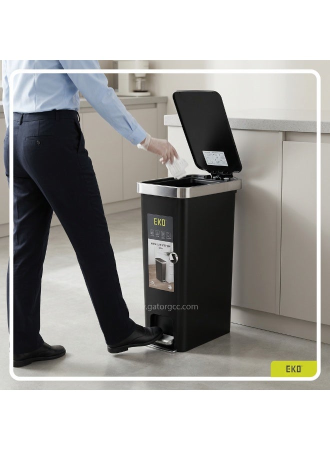 EKO Hana Slim Step Bin | Hands-Free Pedal Waste Bin | Soft Close Lid | Space Saving Design | 40L | Black - Image 4