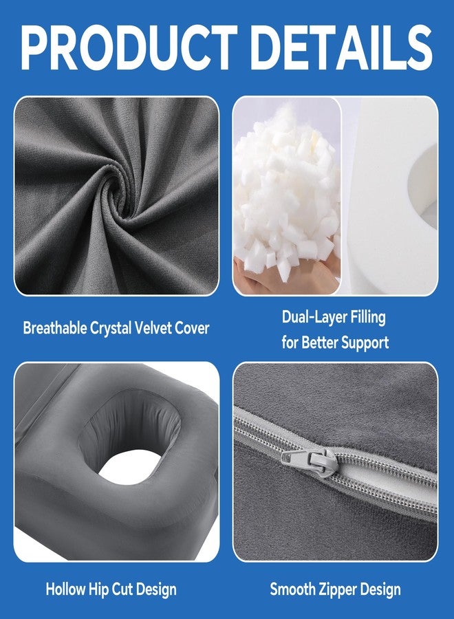 HOMBYS Extra Long BBL Pillow After Surgery for Sleeping & Sitting, Brazilian Butt Lift Pillow with Extended Back Support, BBL Chair with Hole, Mixed Filling (High-Density Foam + Soft Shredded Fill) - Image 3