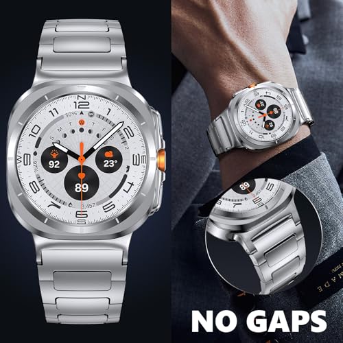 PanPinnacle Stainless Steel Band Compatible with Galaxy Watch ultra 2/1 Bands 47mm (2025/2024),No Gap Business Metal Replacement Strap for Men Samsung Galaxy watch 8/7 Ultra Band (Silver) - Image 3