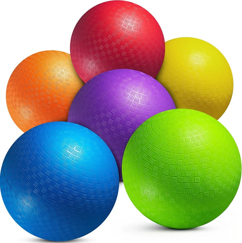 PlayBolt 7-inch Dodgeballs For Kids & Adults (6 Pack) - Rubber Kickball Playground Four Square Balls With Pump - Colorful Indoor Or Outdoor Play Sports Balls For School PE Class, Recess, Backyard Game - Image 1