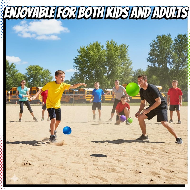 PlayBolt 7-inch Dodgeballs For Kids & Adults (6 Pack) - Rubber Kickball Playground Four Square Balls With Pump - Colorful Indoor Or Outdoor Play Sports Balls For School PE Class, Recess, Backyard Game - Image 5