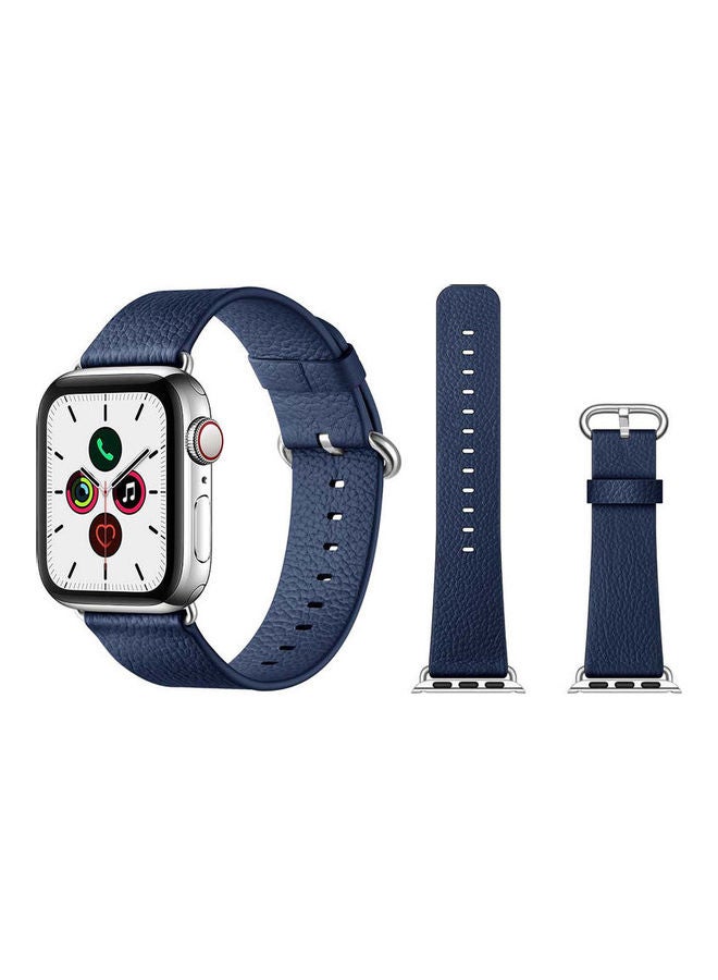 HuHa Replacement Strap Watchband For Apple Watch Series 7 41mm / 6 / SE / 5 / 4 40mm / 3 / 2 / 1 38mm Litchi Blue - Image 1