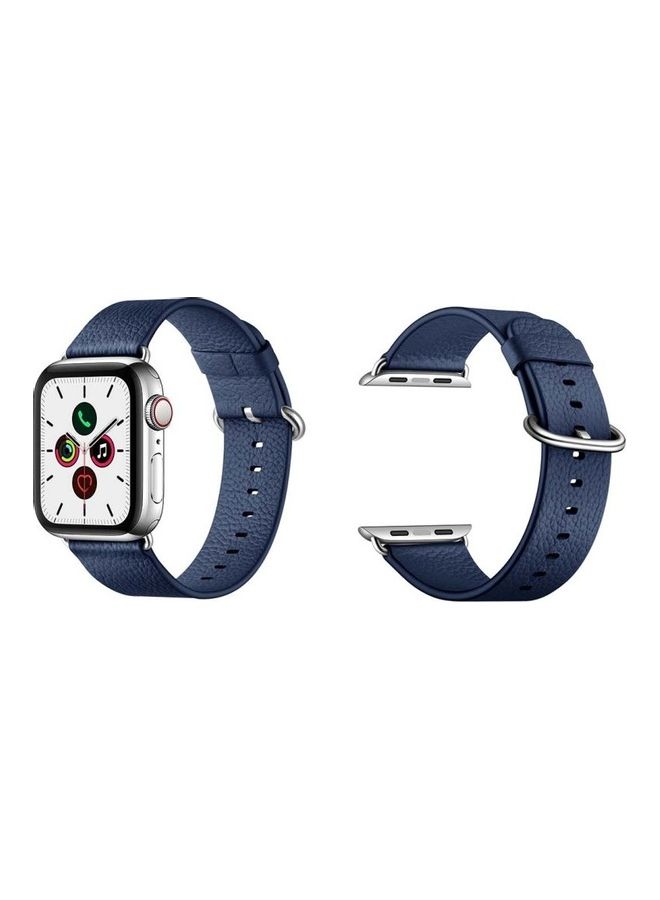 HuHa Replacement Strap Watchband For Apple Watch Series 7 41mm / 6 / SE / 5 / 4 40mm / 3 / 2 / 1 38mm Litchi Blue - Image 2