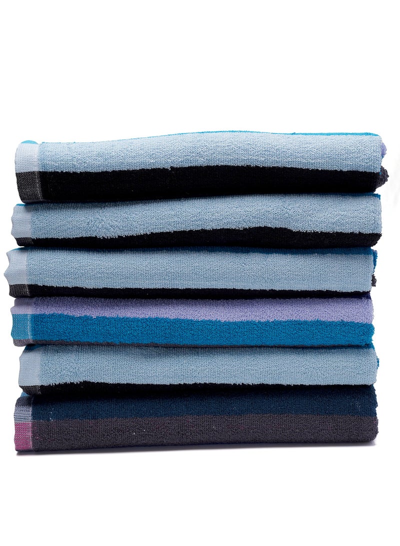 Home-Tex Design Hometex Design 4 Piece Set 100% Cotton 550 GSM Highly Absorbent Multiclolur Striped Bath Towel Perfect for Home and SPA 70x140 cm - Image 2