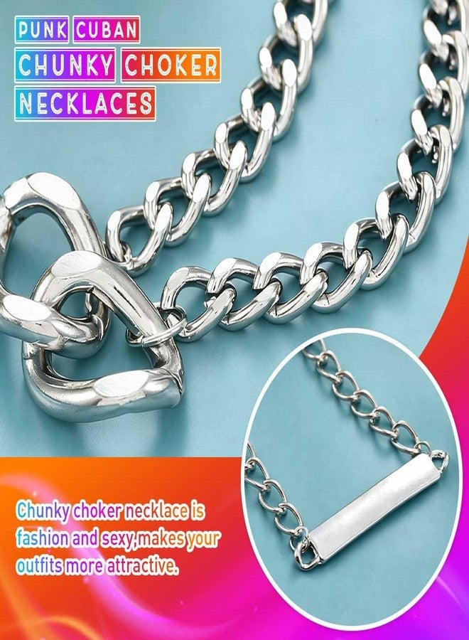 CLOACE Layered Chunky Choker Necklace Silver Cuban Link Chain Thick Necklaces Punk Jewelry for Women(Silver cuban chain) - Image 4