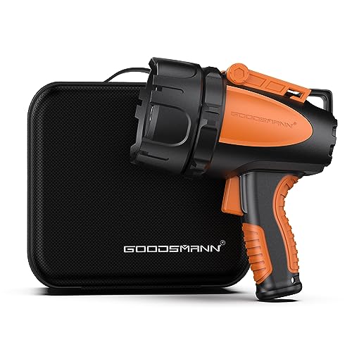GOODSMANN Rechargeable Spotlight Waterproof Flashlight up to 4500 Lumen Handheld Searchlight Hunting Light with EVA Carrying Case USB Adapter Car Charger 9924-H101-02 - Image 1