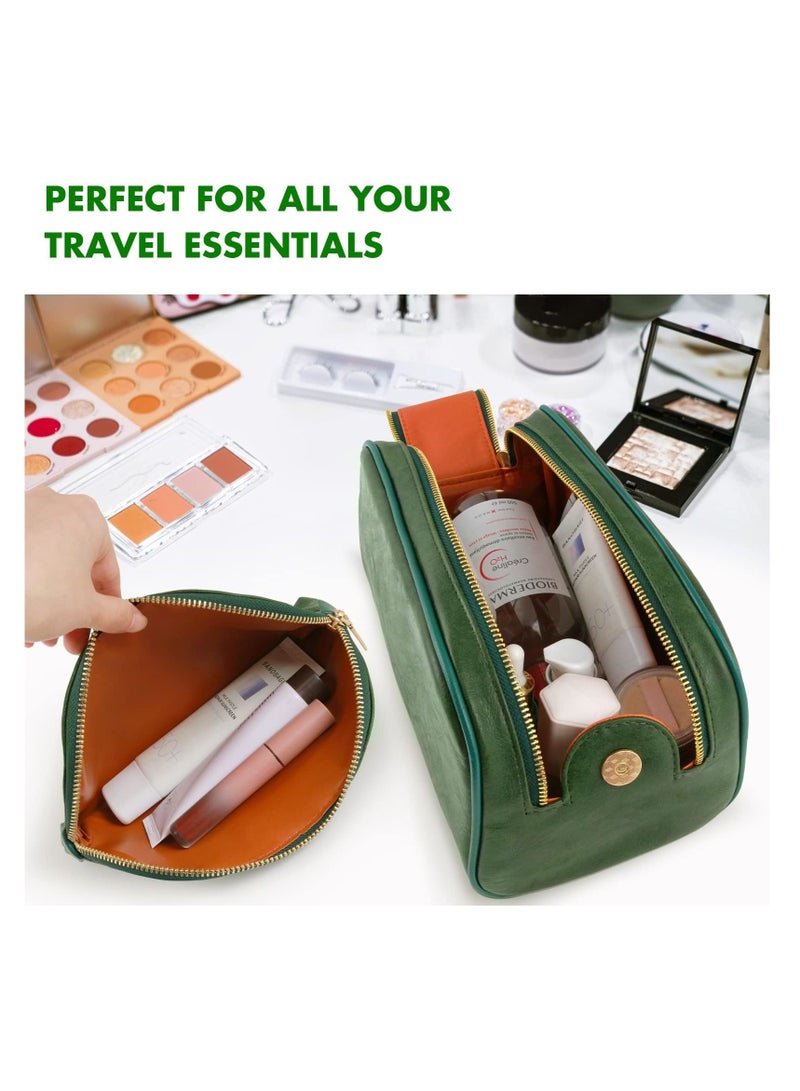 SYOSI Large Capacity Travel Cosmetic Bag, Portable Makeup Bags PU Leather Waterproof Organizer Bag for Women (2 Pack) - Image 2