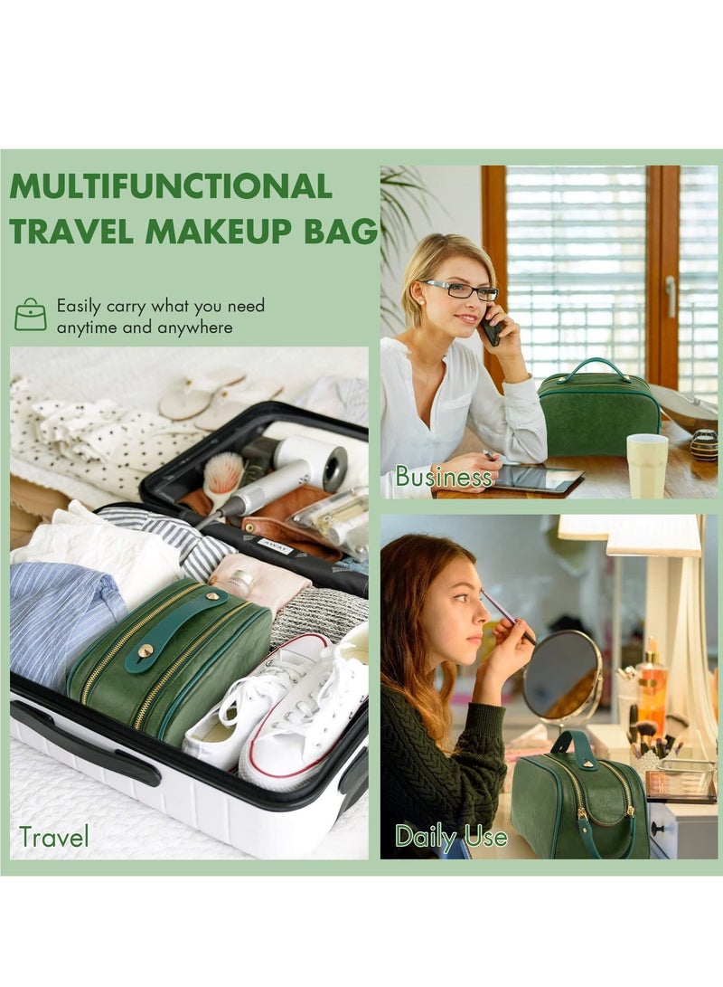 SYOSI Large Capacity Travel Cosmetic Bag, Portable Makeup Bags PU Leather Waterproof Organizer Bag for Women (2 Pack) - Image 5