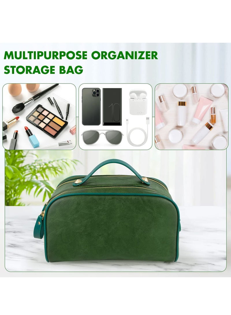 SYOSI Large Capacity Travel Cosmetic Bag, Portable Makeup Bags PU Leather Waterproof Organizer Bag for Women (2 Pack) - Image 3