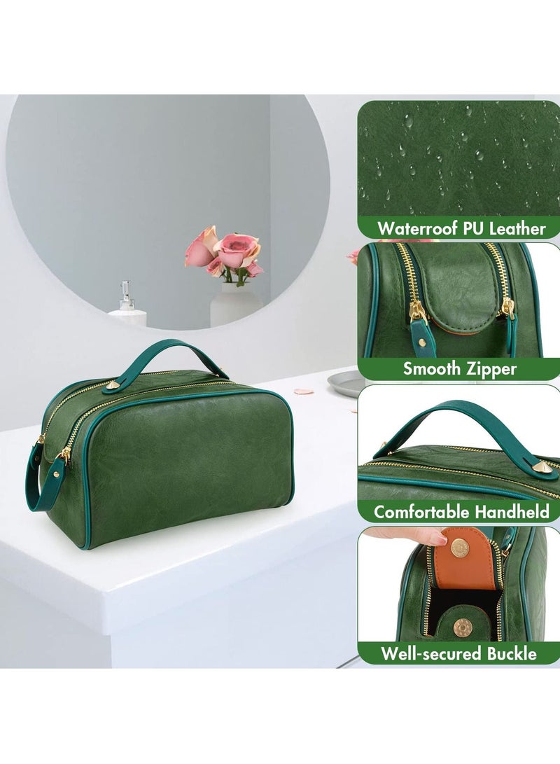 SYOSI Large Capacity Travel Cosmetic Bag, Portable Makeup Bags PU Leather Waterproof Organizer Bag for Women (2 Pack) - Image 4