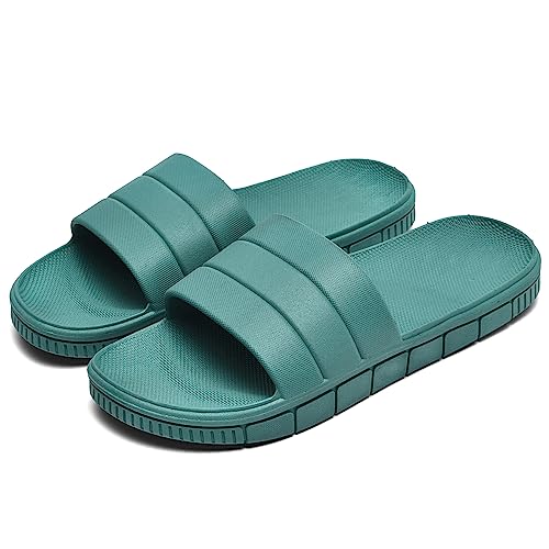 clootess Shower Slide Shoes for Men and Women Home Sandal Bath Slipper Indoor House Pool College Dorm Non-Slip Turquoise 40.41 - Image 1