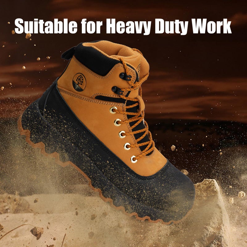 Peeldicou Mens Work Boots Composite Toe Boots for Men Genuine Leather Rubber Sole No Slip Waterproof Shoes Industrial & Construction Safety - Image 5
