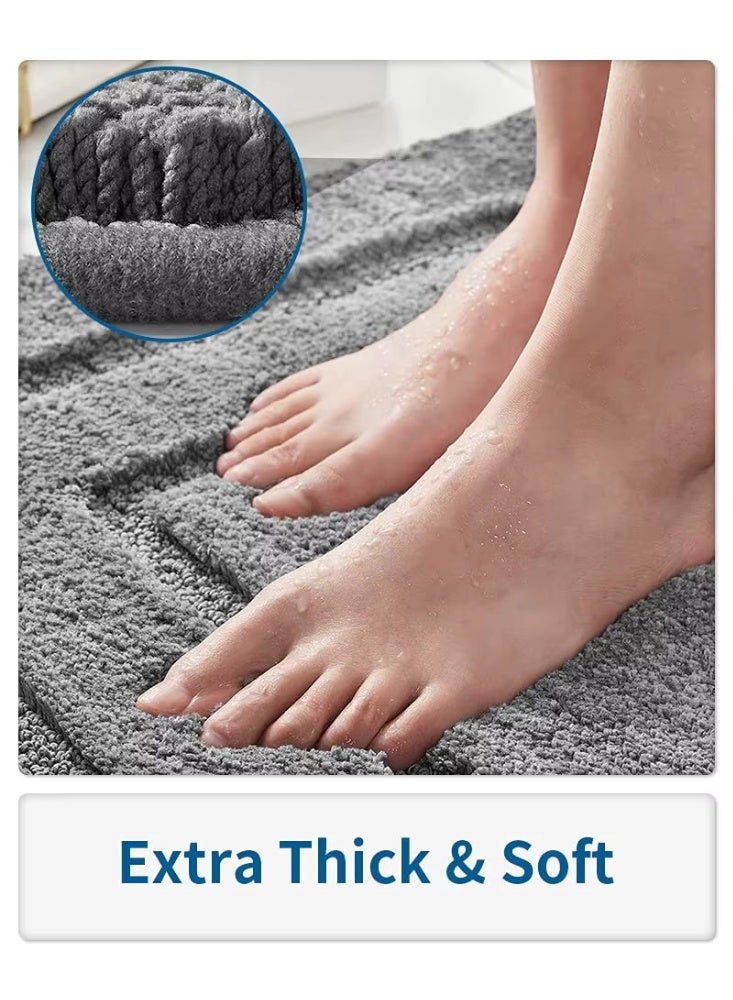 50x80cm Bathroom Rug Mat, Extra Soft Absorbent Premium Bath Rug, Non-Slip Comfortable Bath Mat, Carpet for Tub, Shower, Bath Room, Machine Washable,Grey - Image 2