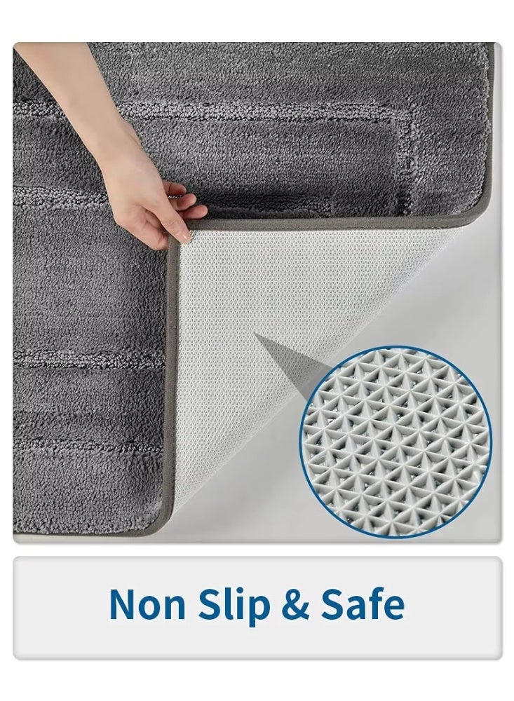 50x80cm Bathroom Rug Mat, Extra Soft Absorbent Premium Bath Rug, Non-Slip Comfortable Bath Mat, Carpet for Tub, Shower, Bath Room, Machine Washable,Grey - Image 4
