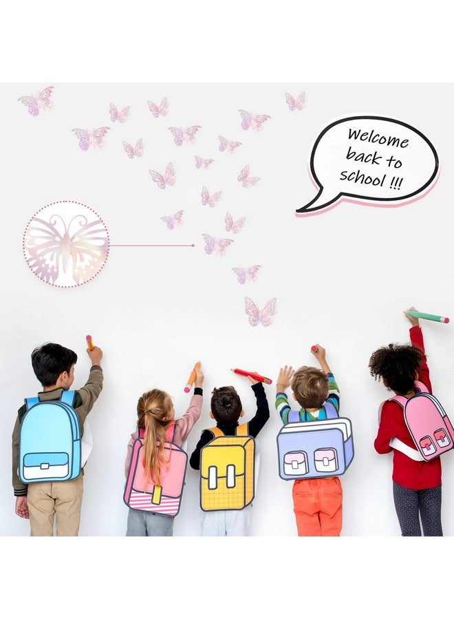 Aixoom 72 PCS Laser Pink Butterfly Decorations, 3D Butterfly Decorations with 3 Styles 3 Sizes, Removable Wall Decor Stickers - Image 5