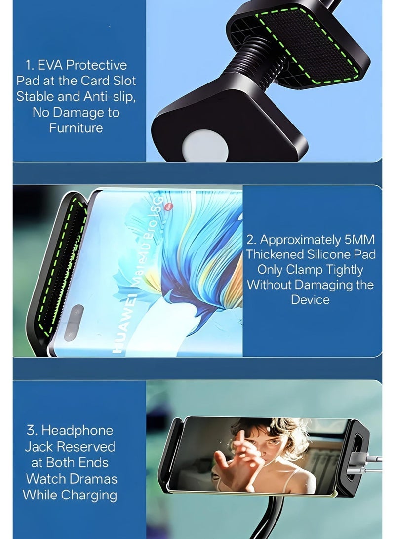 IPad and phone universal stand, portable metal phone stand, lazy phone stand, 360 degree rotatable, suitable for beds, kitchens, and living rooms, perfect for stable alloy phone stands for 4-7.2-inch iPhone 15/14/13/12/11 X Xr ProMax and iPad, Google Pixel, Samsung Galaxy S, and iPad mini - Image 4