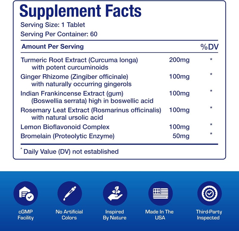 Anabolic Laboratories مكمل دعم المفاصل برو ENZ تركيبة سريرية مكمل الكركم والبوسويليا لدعم حركة وراحة الغضاريف بالإضافة إلى إدارة الإيكوسانويد مع إنزيمات بروتوليتية 60 قرص - Image 2