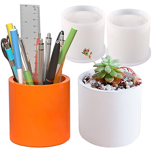 Wehous 2PCS Large Resin Molds Silicone, Concrete Planter Mold, 2.95" Project Inner Diameter, Cylinder Organizer Container Jar Succulent Flower Pot Plaster Clay Craft Making Kit Resin Supplies - Image 1
