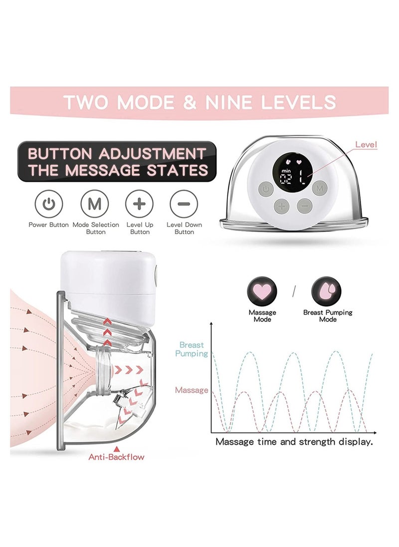 Gonice Electric Wearable Breast Pump, Portable Wireless Breastfeeding Pump Hand Free Breastpump, 2 Modes, 9 Adjustable Suction Level  - Image 3