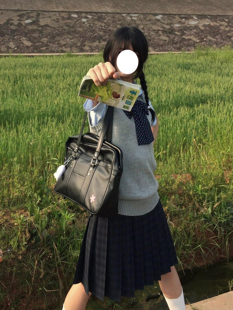 JK original set of seaweed uniform skirt for girls' school, mid-length skirt, dark green pleated skirt, student uniform - Image 1