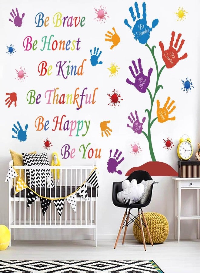 Datesno Colorful Inspirational Wall Decals Quotes Be Thankful Be Creative Be Brave Vinyl Paint Splatter Handprint Wall Art Sticker Peel and Stick Wall Decor Motivational Saying Wall Stickers for Kids Bedroom - Image 2