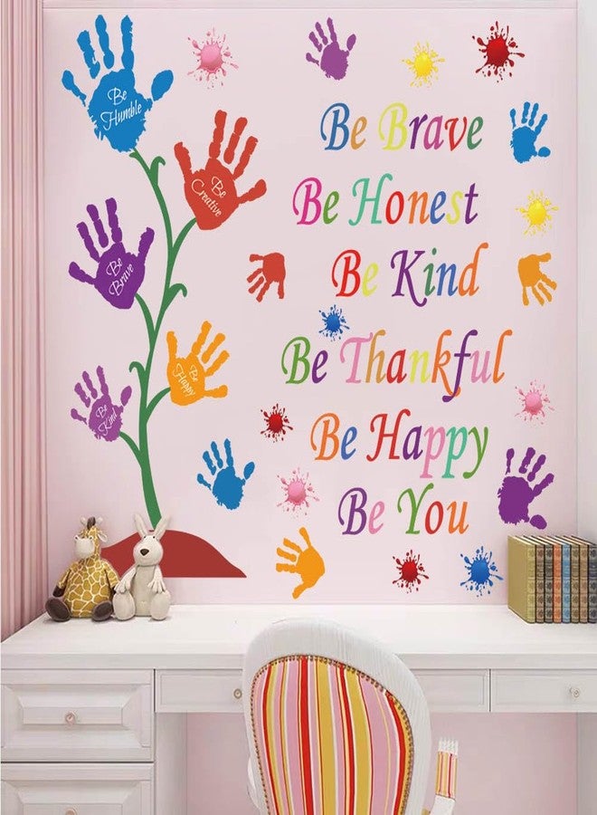 Datesno Colorful Inspirational Wall Decals Quotes Be Thankful Be Creative Be Brave Vinyl Paint Splatter Handprint Wall Art Sticker Peel and Stick Wall Decor Motivational Saying Wall Stickers for Kids Bedroom - Image 1