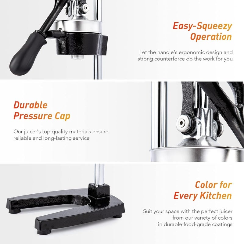 LIMOS CitrUS Juicer Hand Press Manual Fruit Juice Squeezer Orange Lemon Pomegranate Black - Image 5