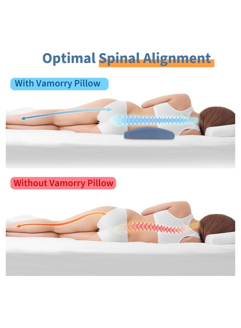Lumbar Support Pillow for Bed Relief Back Pain: Lower Back Pillow for Sleeping - Memory Foam Waist Pillow - Back Wedge Bolster Pillow for Side, Back&Stomach Sleepers - Bed Rest Pillow for Car, Sofa  - Image 2