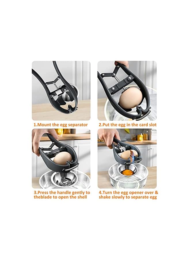 KASTWAVE Cracker Egg Separator Tool, KASTWAVE Handheld Egg Opener with Egg Yolk White Separator Food Grade Eggshell Cutter Creative Kitchen Gadgets  - Image 4