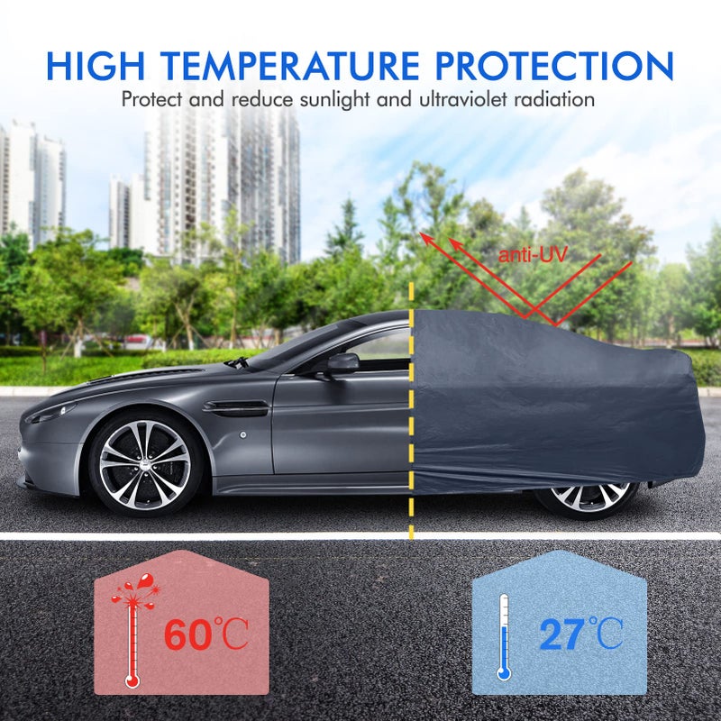 DINGHAO Car Cover Waterproof All Weather for Automobiles, 6 Layers Outdoor Full Exterior Cover Rain Sun UV Snowproof Protection with Zipper Cotton, Mirror Pocket for Sedan (190-195 inch) - Image 4