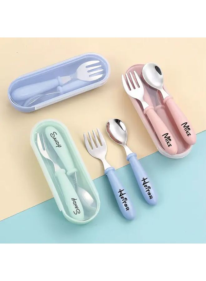 Personalized Pink Stainless Steel Cutlery Set Custom Engraved Spoon And Fork Gift - Image 2