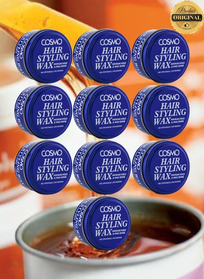 COSMO 10 Pieces Hair Styling Wax Medium Hold And Max Shine No Stickiness No Residue  - Image 1