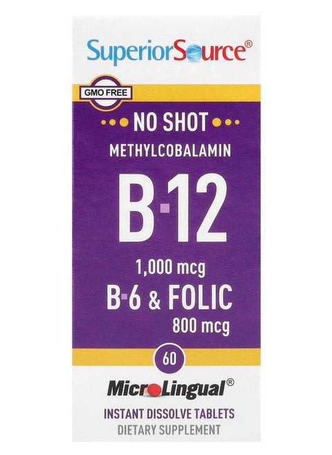 Methylcobalamin B-12 B-6 & Folic 60 MicroLingual® Instant Dissolve Tablets