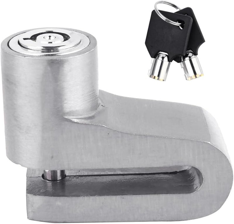 Silver Motorcycle Disc Brake Lock Compact Anti Theft Security Device for Scooters - Image 1