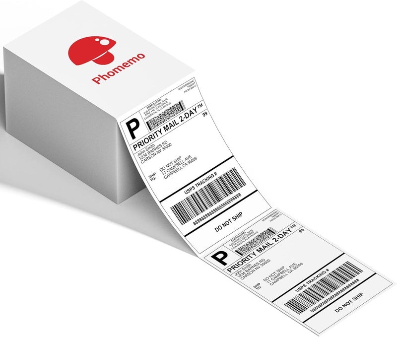 فوميمو ملصق شحن حراري مباشر ٤×٦، ملصقات قابلة للطي على شكل مروحة، مقاس ٤×٦ بوصة، متوافقة مع طابعات ملصقات رولو، مونبين، زيبرا، فارجو، عبوة واحدة من ٥٠٠ ملصق - Image 1