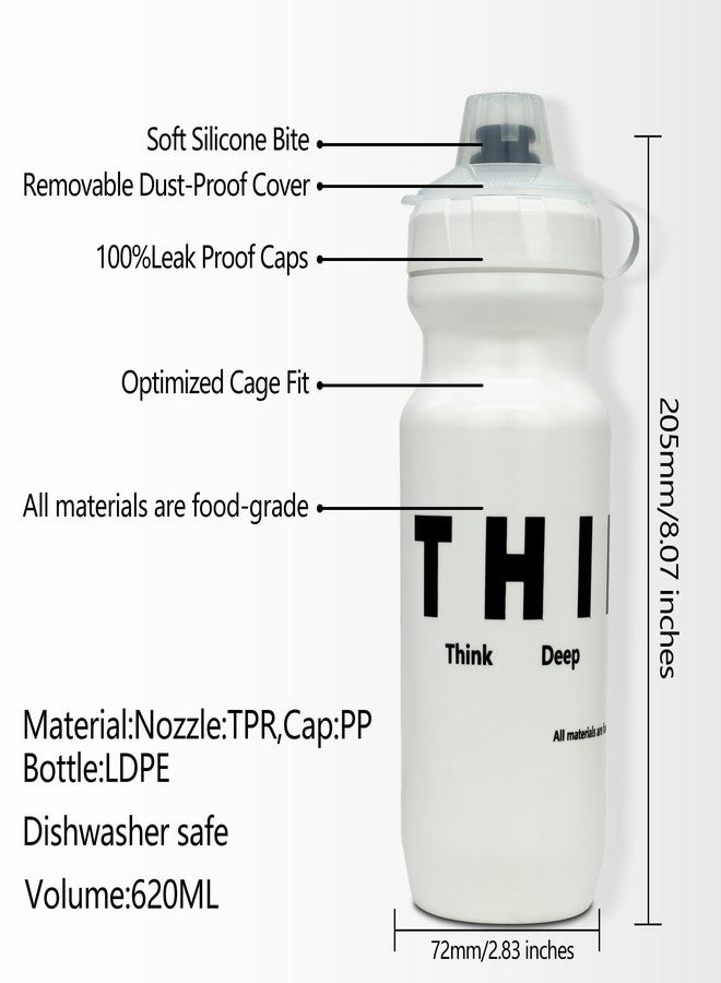 Thinvik Dishwasher Safe Bike Water Bottles 620ml(20.97oz) Food-Grade Materials A Pair of Bicycle White Water Bottles - Image 3